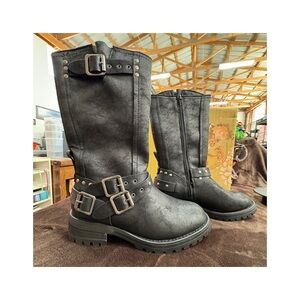 Very G Black Buckle Knee-High Boots 7